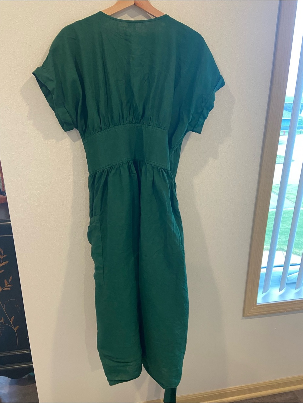 Seaside Tones Linen Kimono Dress Green - Picture 7 of 11